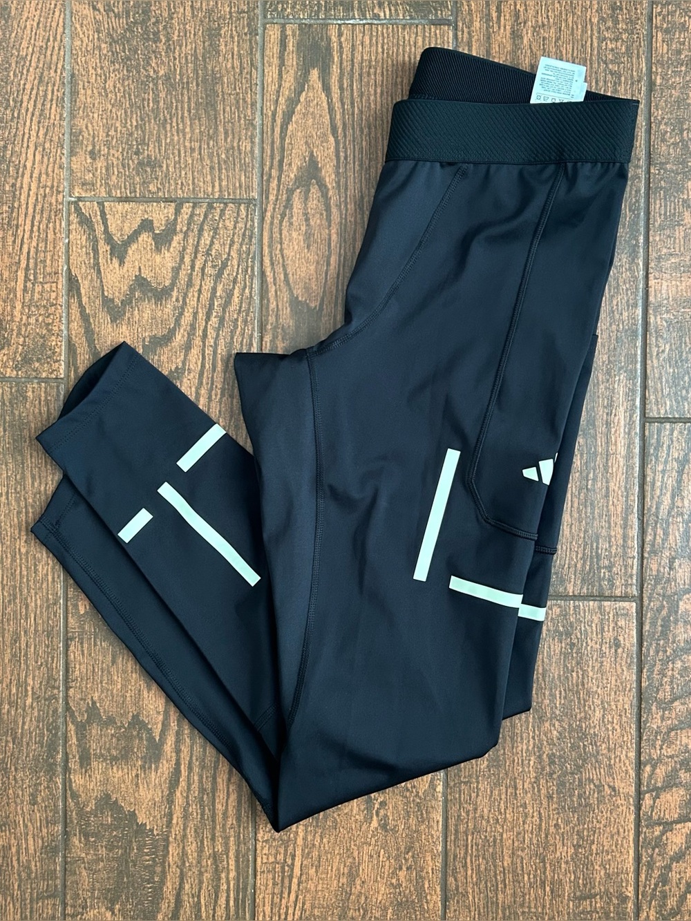 Women’s Black reflective adidas tight fit running leggings size large